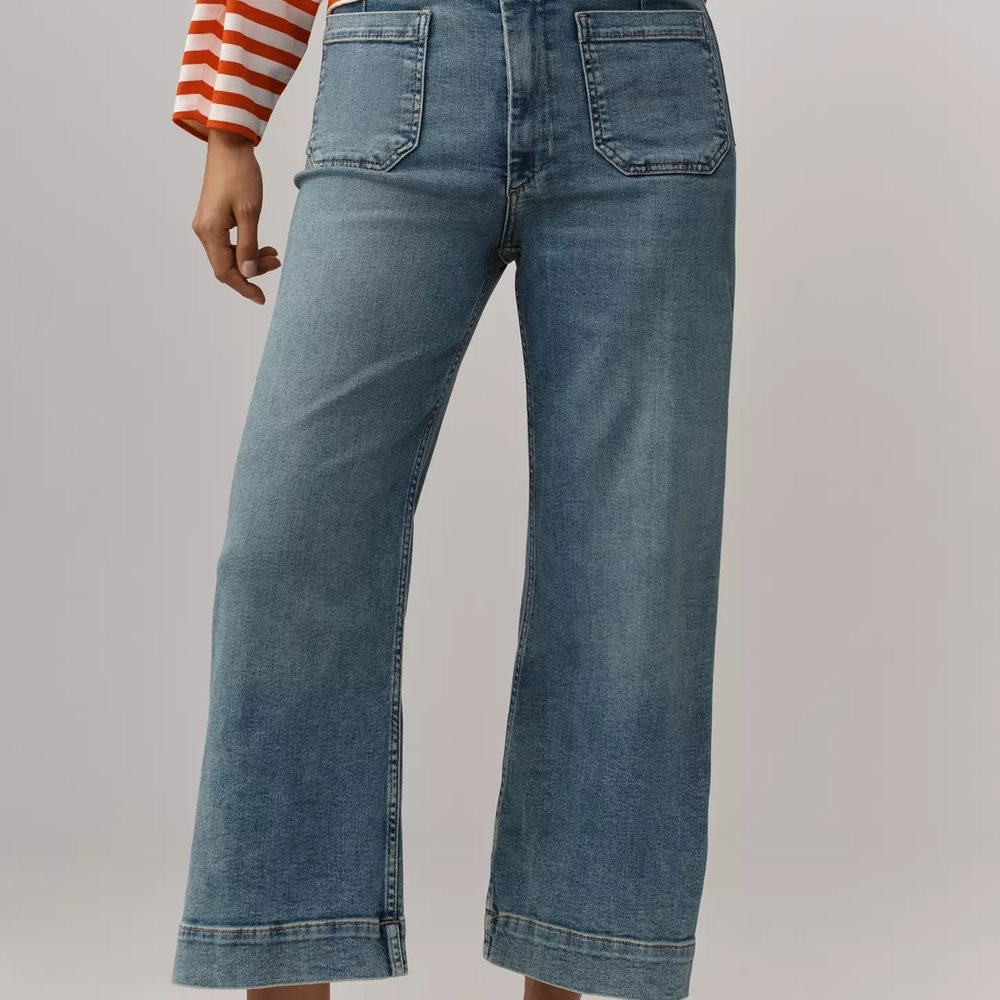 Anthropologie The Collette Blue Wide-Leg Crop Jeans - Picture 5 of 5